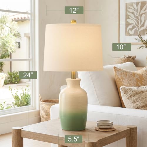 24'' Farmhouse Living Room Lamp with Soft Ombre Finish