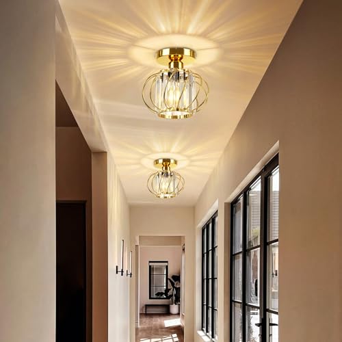 Gold Crystal Ceiling Light Fixture (2 Count)