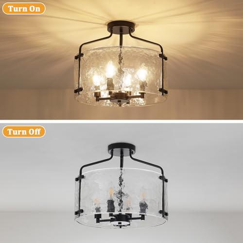 Modern Black Semi Flush Mount Ceiling Light