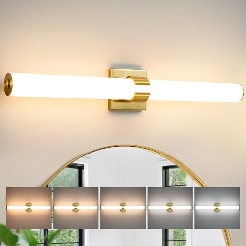 Gold Bathroom Light Fixtures Over Mirror