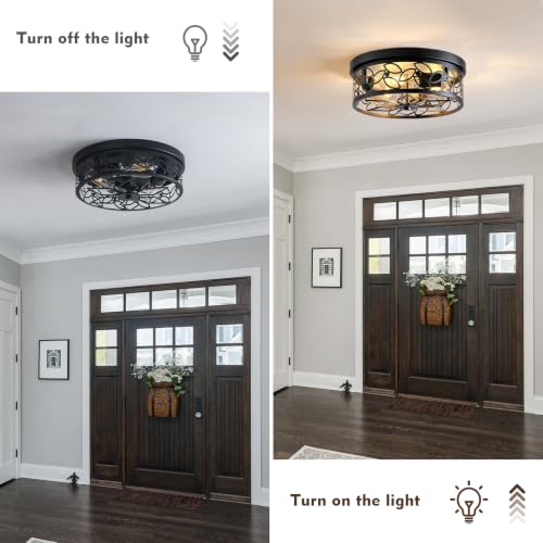 12.6" Gold Accent Flush Mount Ceiling Light (Black)