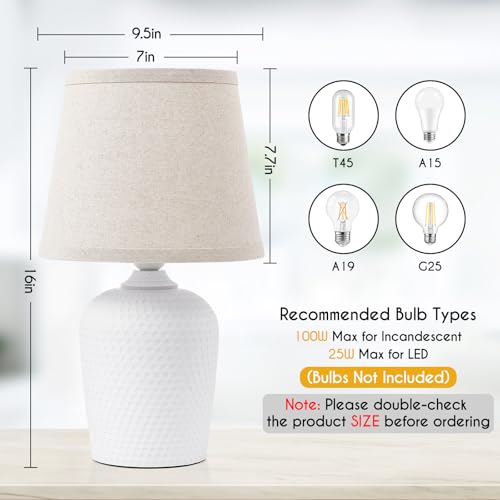 16’’ Small Table Lamps Set of 2 for Bedroom (2 Count)