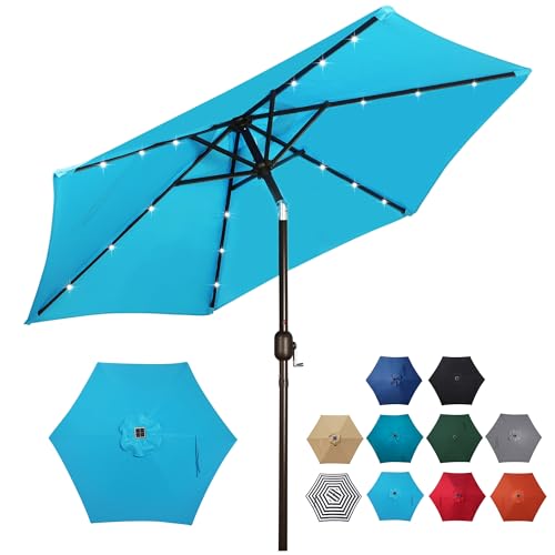 7.5 ft Solar Umbrella 18 LED Lighted Patio Umbrella Table Market Umbrella
