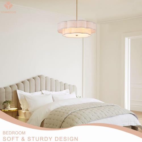 21.65" Linen Drum Chandelier