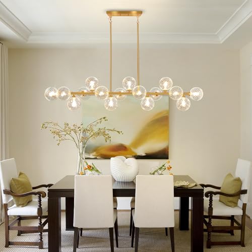 55" Linear Chandelier Swirled Glass Gold Sputnik Chandelier