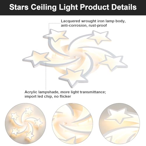 Flower Shaped Ceiling Light Dimmable Modern Ceiling Lamp Remote Control LED Lighting Fixture for Bedroom Living Room Dining Room