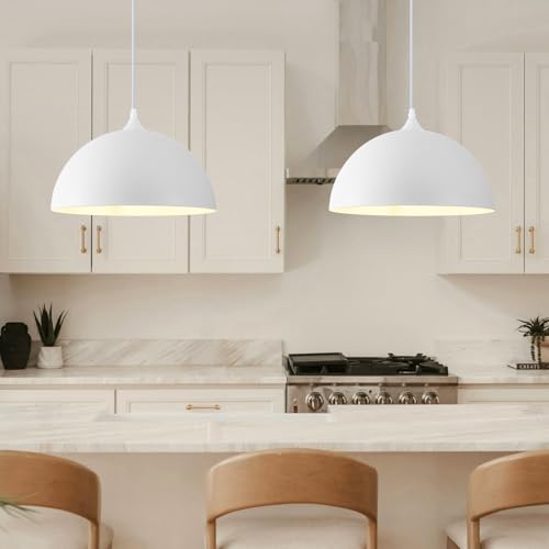 White Pendant Lights Kitchen Island 2 Pack