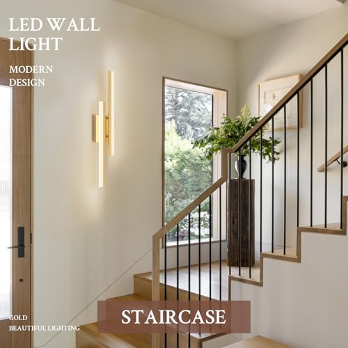 LED Wall Sconce Gold Modern Remote Wall Light Fixtures for Living Room
