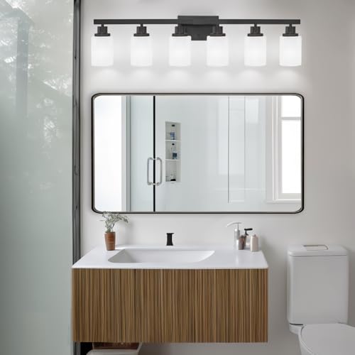 6 Light Black Vanity Lights 36.8in Bathroom Vanity Light for Mirror