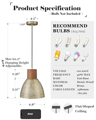 Vintage Hammered Pendant Light Fixture