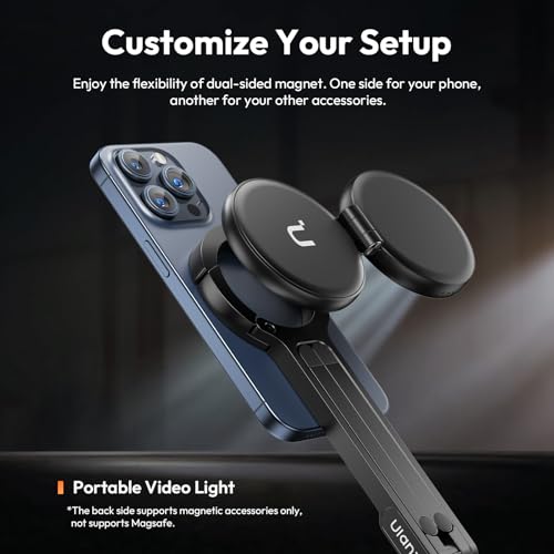 2-in-1 Magnetic Phone Tripod & Selfie Light Kit, MA30 Phone Stand with LM19 2500K-8500K LED Fill Light for MagSafe, Compatible with iPhone 17-12 Series for Photo/Vlog/Video/TikTok, Black