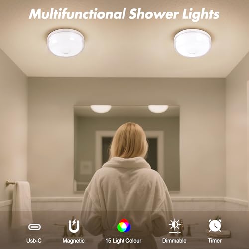 2 Pack Waterproof Shower Light No Wiring (2 Count)