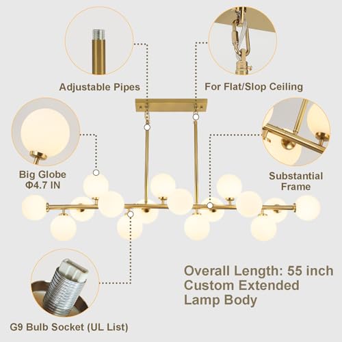 Mid Century Modern Chandelier 55in Kitchen Pendant Light