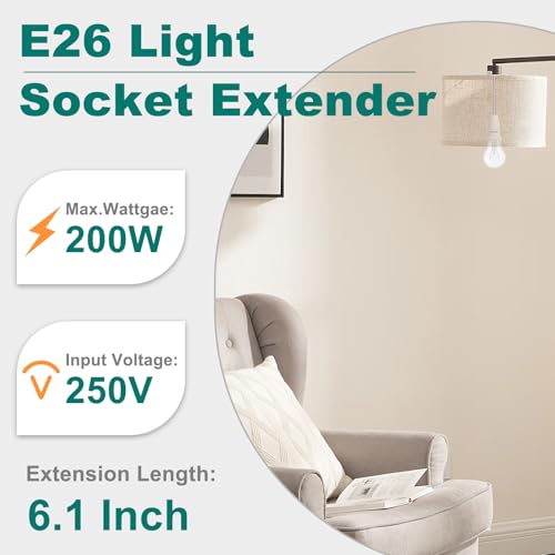 E26 Light Socket Extender 6.1'' (2 Count)