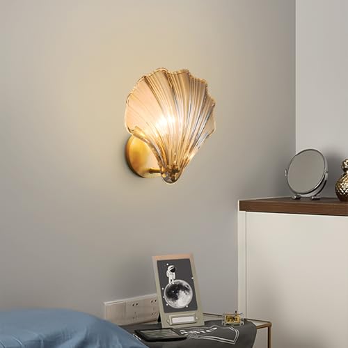 Modern Indoor Wall Lamp Luxury Crystal Gold Wall Sconce Bathroom Shell Wall Light Fixtures for Bedroom