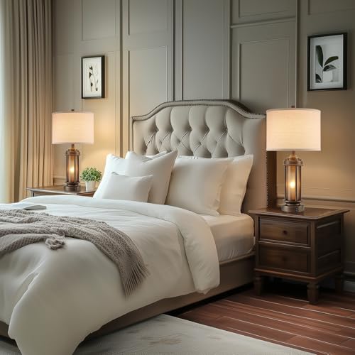Set of 2 Farmhouse Table Lamps with 2 USB C+A Ports (2 Count)