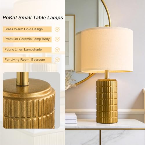 20.75" Brass Gold Ceramic Table Lamps Set of 2 for Living Room (2 Count)