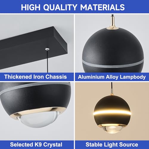 Modern LED Pendant Light Dimmable 36in Crystal Globe LED Chandelier