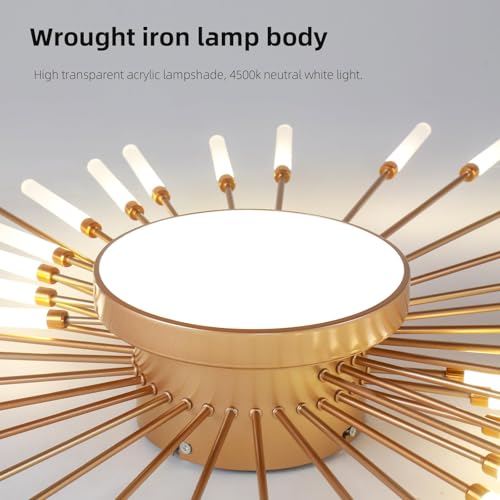 50.4" Ceiling Light Modern Flower Shape Ceiling Lamp for Living Room Dining Room Semi Flush Mount Metal Acrylic Sputnik Firework Petal LED Lighting Fixture