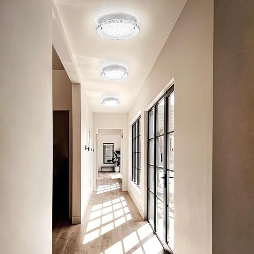 Crystal Ceiling Light Modern 13 Inch Dimmable Flush Mount Ceiling Light 18W
