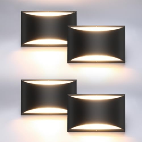 4 Pack Black Modern LED Wall Sconce Hardwired Indoor Wall Lights Up and Down Wall Mount Light for Living Room Bedroom Hallway Corridor Conservatory Warm White 3000K (4 Count)