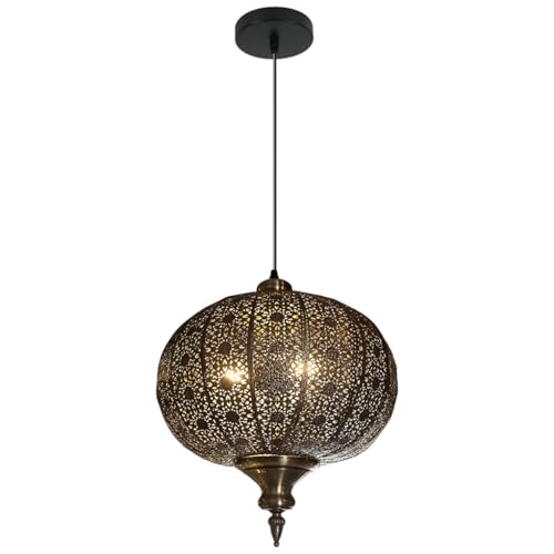 Hollow Pendant Light Fixture Black Chandelier Moroccan Hanging Lamp
