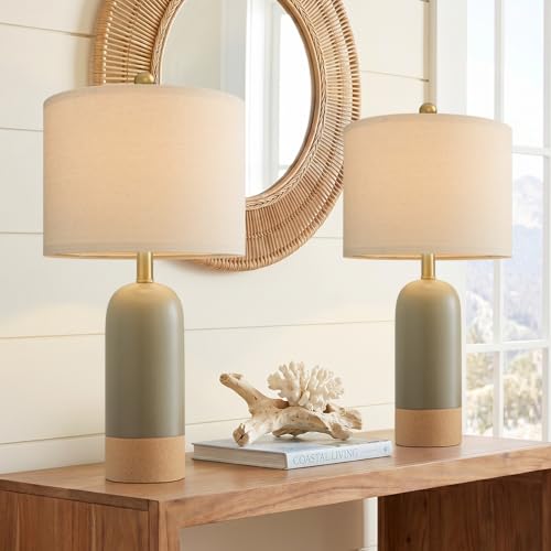 24'' Hand Textured Green Table Lamps