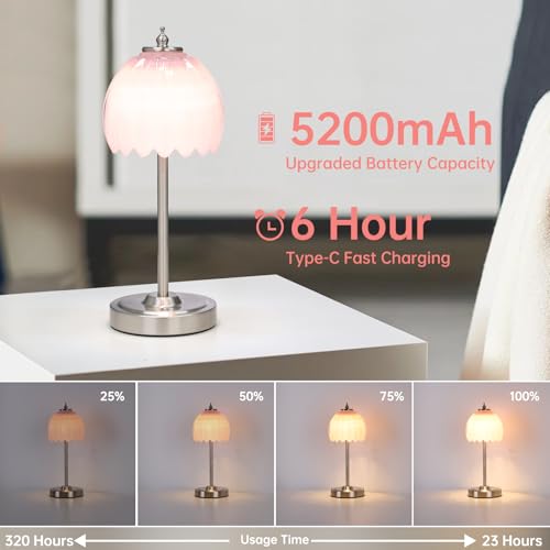 Rechargeable Table Lamp with 5200mAh Battery & Touch Control