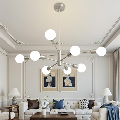 Chandeliers for Dining Room Brushed Nickel 8Light Modern Kitchen Chandelier