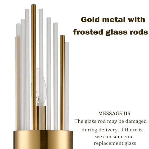 2 Light Modern Crystal Wall Sconces Titanium Gold Frosted Glass