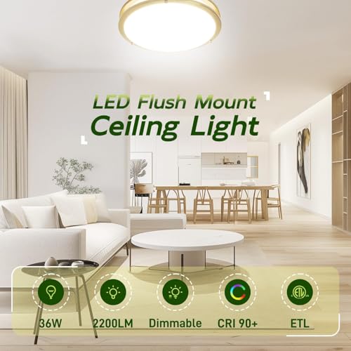 16 inch Dimmable LED Flush Mount Ceiling Light Fixture