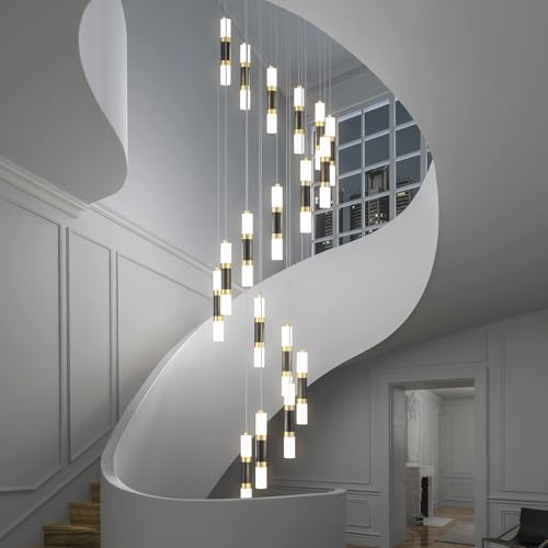 18 Light Modern Kitchen Island Black Gold Ceiling Pendant Light Dimmable LED 108W Staircase Large Chandelier Lobby Living Room Bedroom Foyer High Ceiling Chandelier