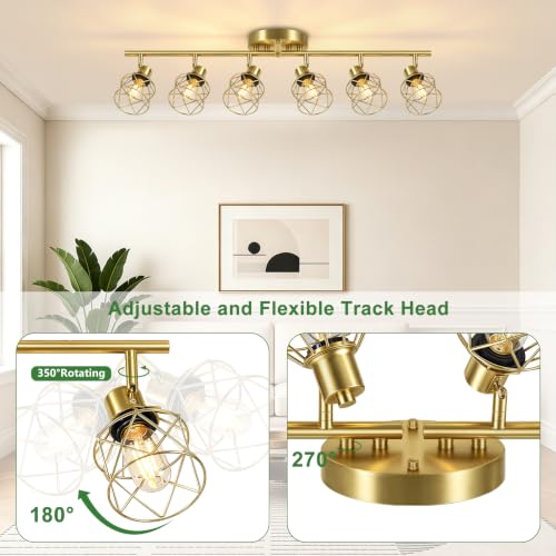 6 Lights Gold Semi Flush Mount Ceiling Light