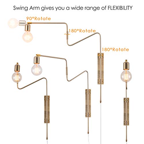 Industrial Brass Plug in Swing Arm Wall Sconces