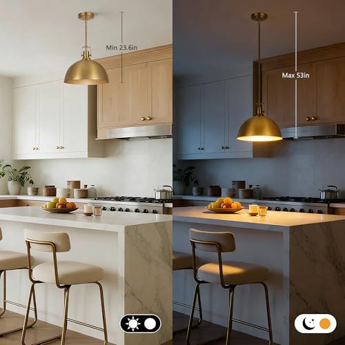 13 Inch Brushed Gold Metal Pendant Light Kitchen Island