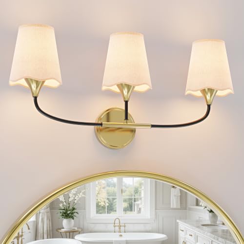 Black Gold Bathroom Light Fixtures Over Mirror (Black Gold / 3 Light)
