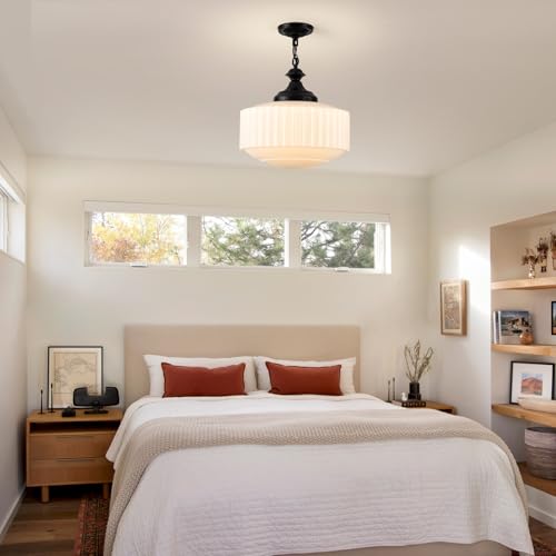 Vintage Milk Glass Pendant Light