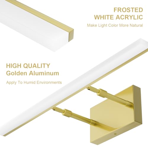 48inch Bathroom Vanity Light Brushed Gold Modern LED Vanity Lighting Over Mirror Adjustable Gold Wall Light for Bathroom