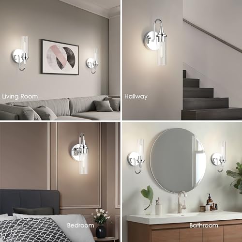 Chrome Wall Sconces Set of Two (2 Wall Sconces)