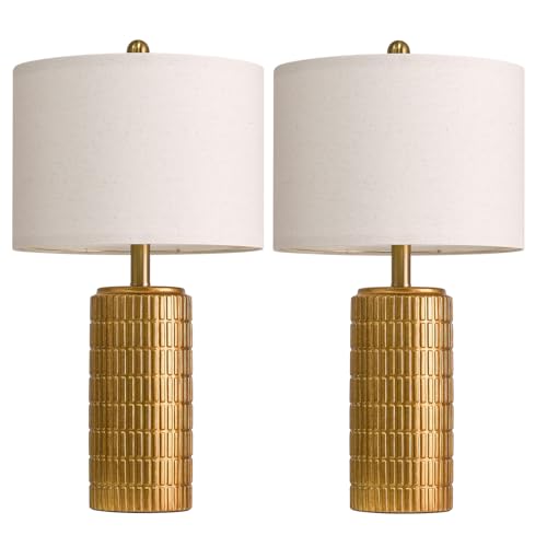23" Brass Gold Ceramic Table Lamps for Living Room