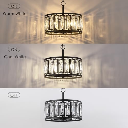 Modern Black Crystal Chandeliers for Dining Room
