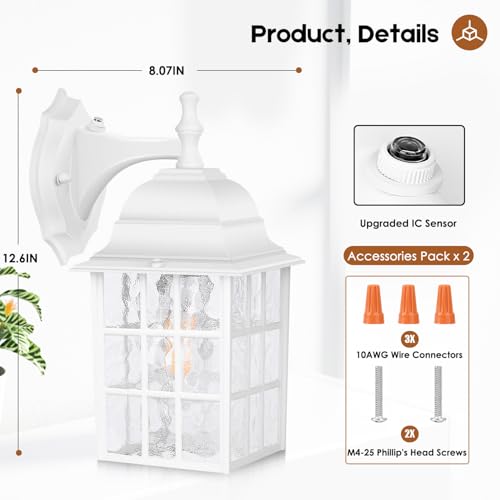2 Pack Dusk to Dawn Outdoor Wall Light (2 Count)