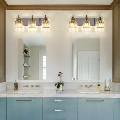 Crystal Bathroom Vanity Light Gold Chrome 3