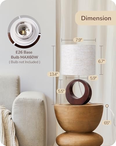 13.4" Small Wood Table Lamp