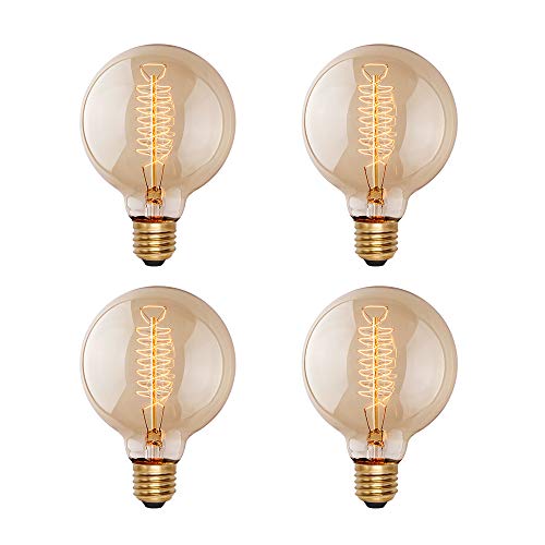 G25(G80) Globe Bulb Edison Light Bulbs, 60W Retro Incandescent Bulb, E26 Medium Base, 240 Lumens 2100K Warm White, Dimmable Home Light-4Pack (4 Count)