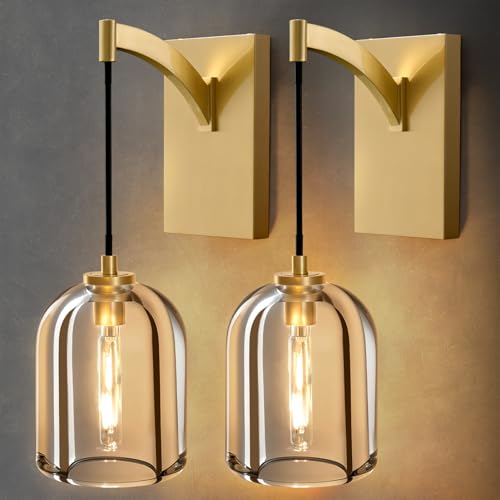 Crystal Brass Hemisphere Wall Sconce (2 Count)