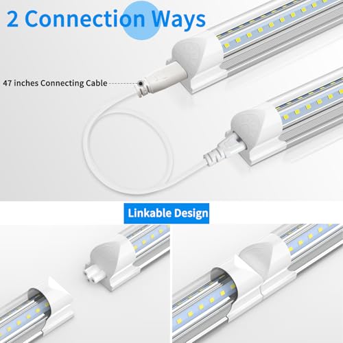 8FT Led Shop Light 100W 15000LM 6500K Linkable Shop Light (12 Count)