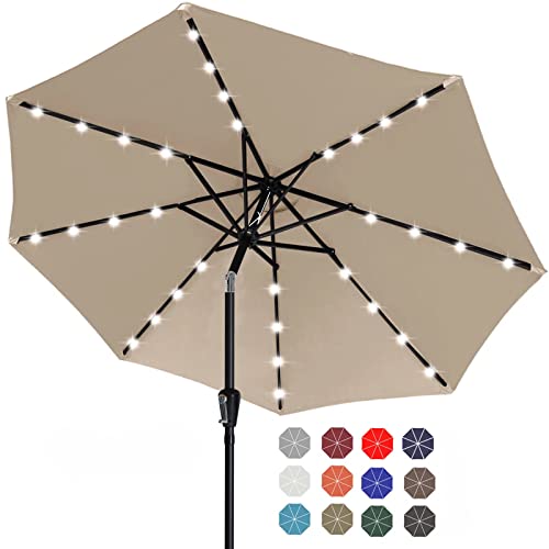 Solar Led Patio Umbrella with 32 Lights 11FT