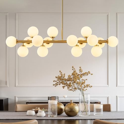 Mid Century Modern Glass Globe Sputnik Chandelier with White Bubble