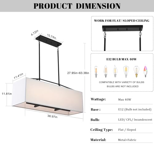 Dining Room Light Fixture Black Chandelier for Entryway 7